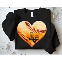 Retro Vintage Houston Texas Baseball Heart With Map Sweatshirt