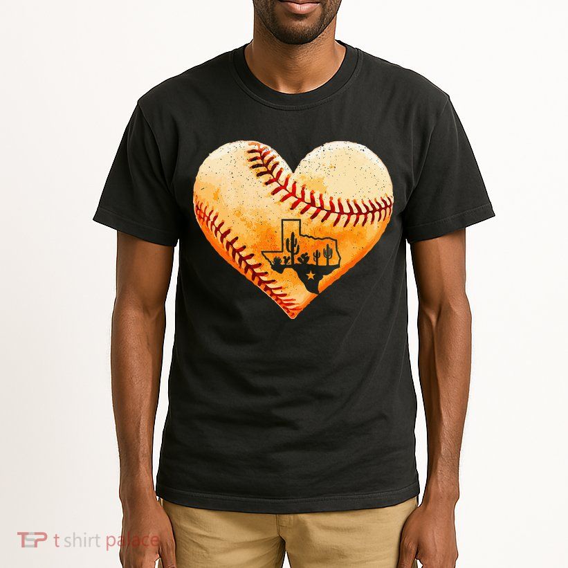 Retro Vintage Houston Texas Baseball Heart With Map Tall T-Shirt