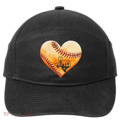 Retro Vintage Houston Texas Baseball Heart With Map 7-Panel Snapback Hat