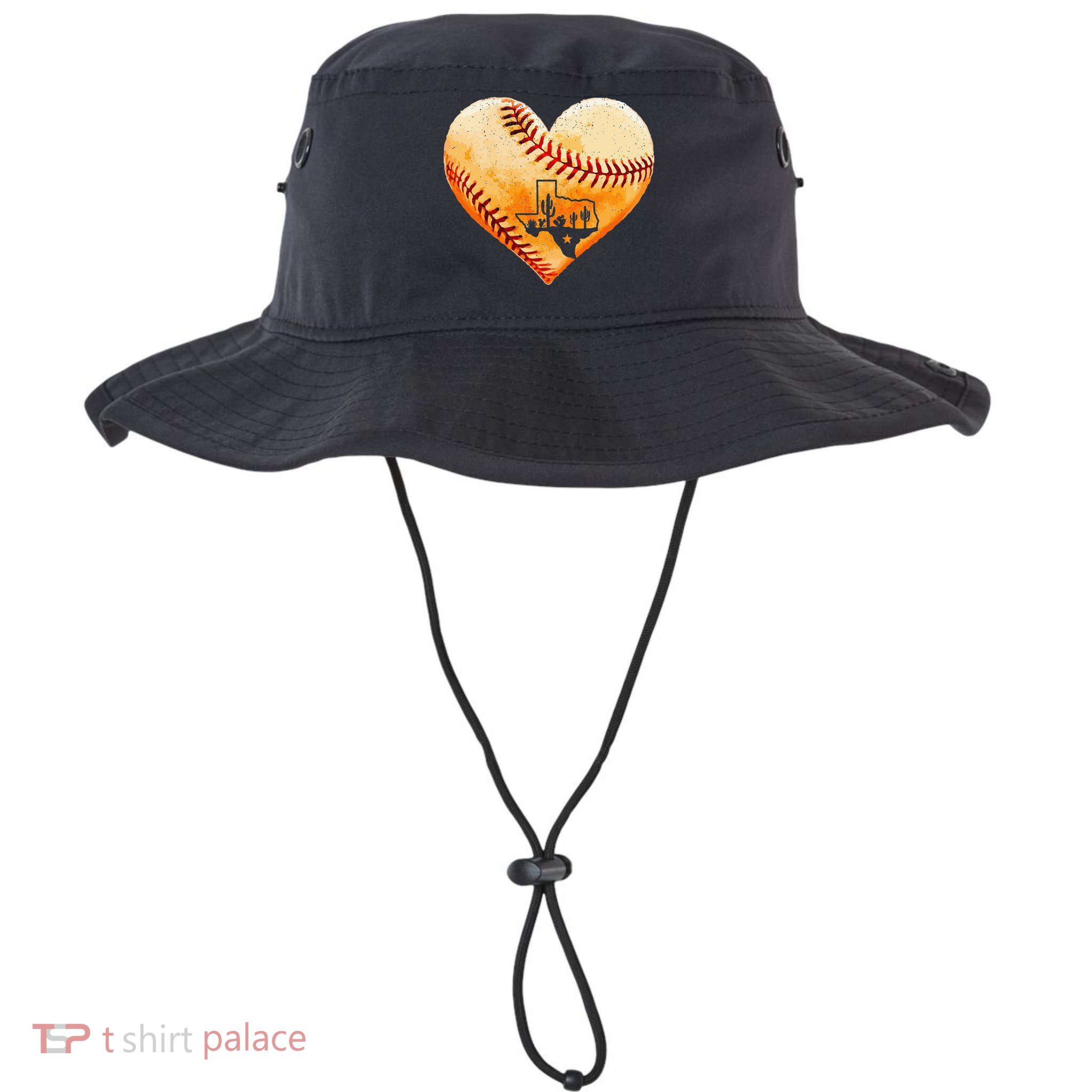 Retro Vintage Houston Texas Baseball Heart With Map Bucket Hat