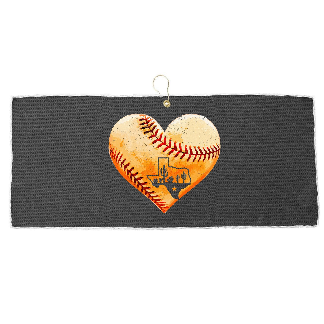 Retro Vintage Houston Texas Baseball Heart With Map Large Microfiber Waffle Golf Towel