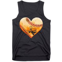 Retro Vintage Houston Texas Baseball Heart With Map Tank Top