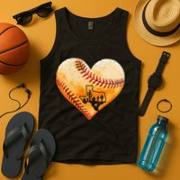 Retro Vintage Houston Texas Baseball Heart With Map Tank Top