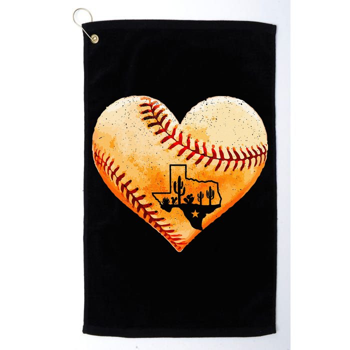 Retro Vintage Houston Texas Baseball Heart With Map Golf Towel