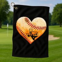 Retro Vintage Houston Texas Baseball Heart With Map Golf Towel