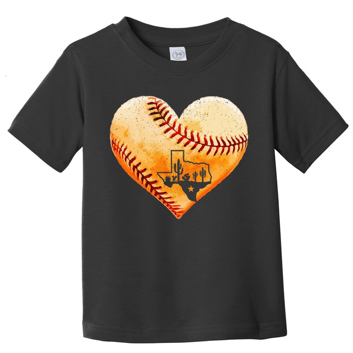 Retro Vintage Houston Texas Baseball Heart With Map Toddler T-Shirt