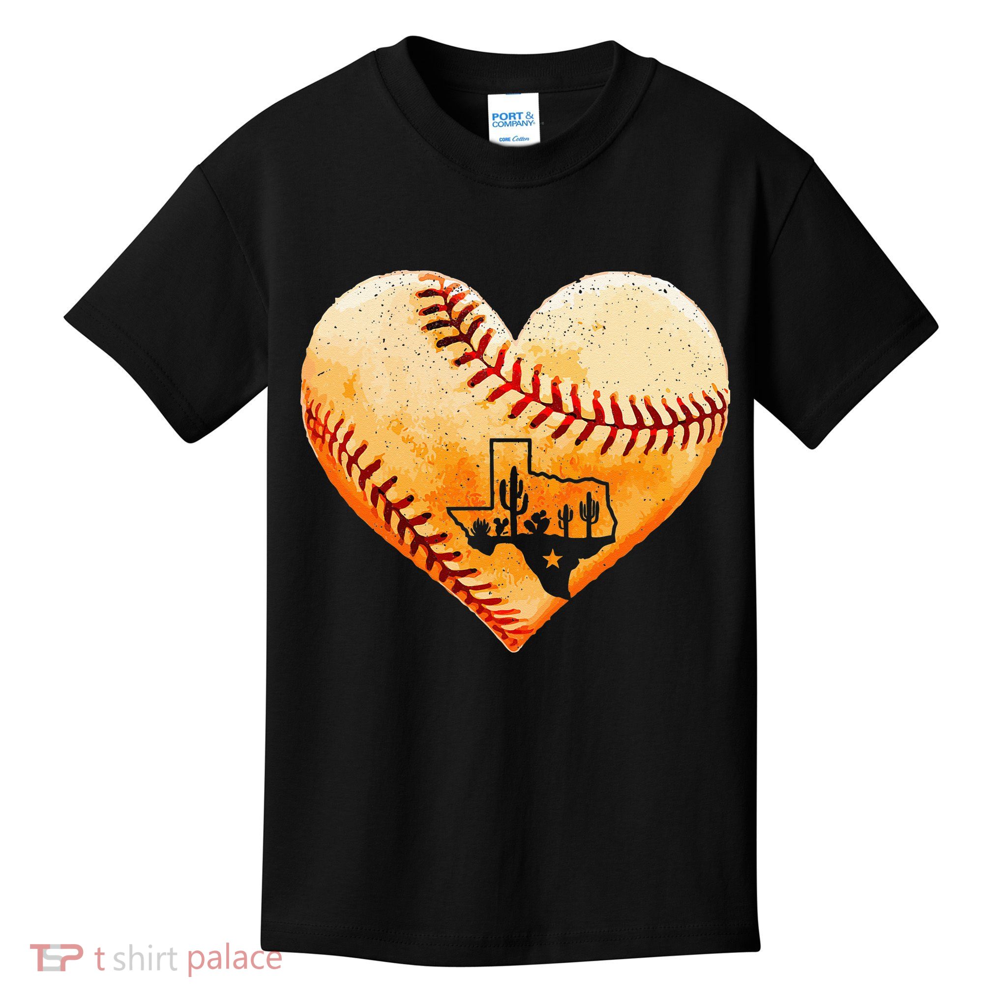 Retro Vintage Houston Texas Baseball Heart With Map Kids T-Shirt