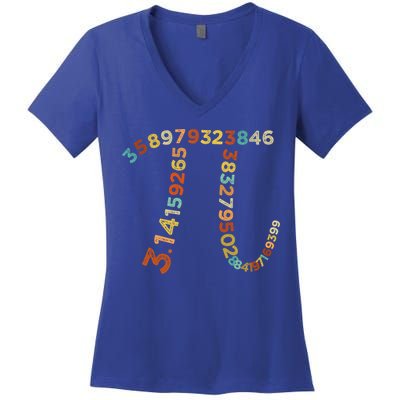 Retro Vintage Happy Pi Day Math Teacher Students Gift Women's V-Neck T-Shirt