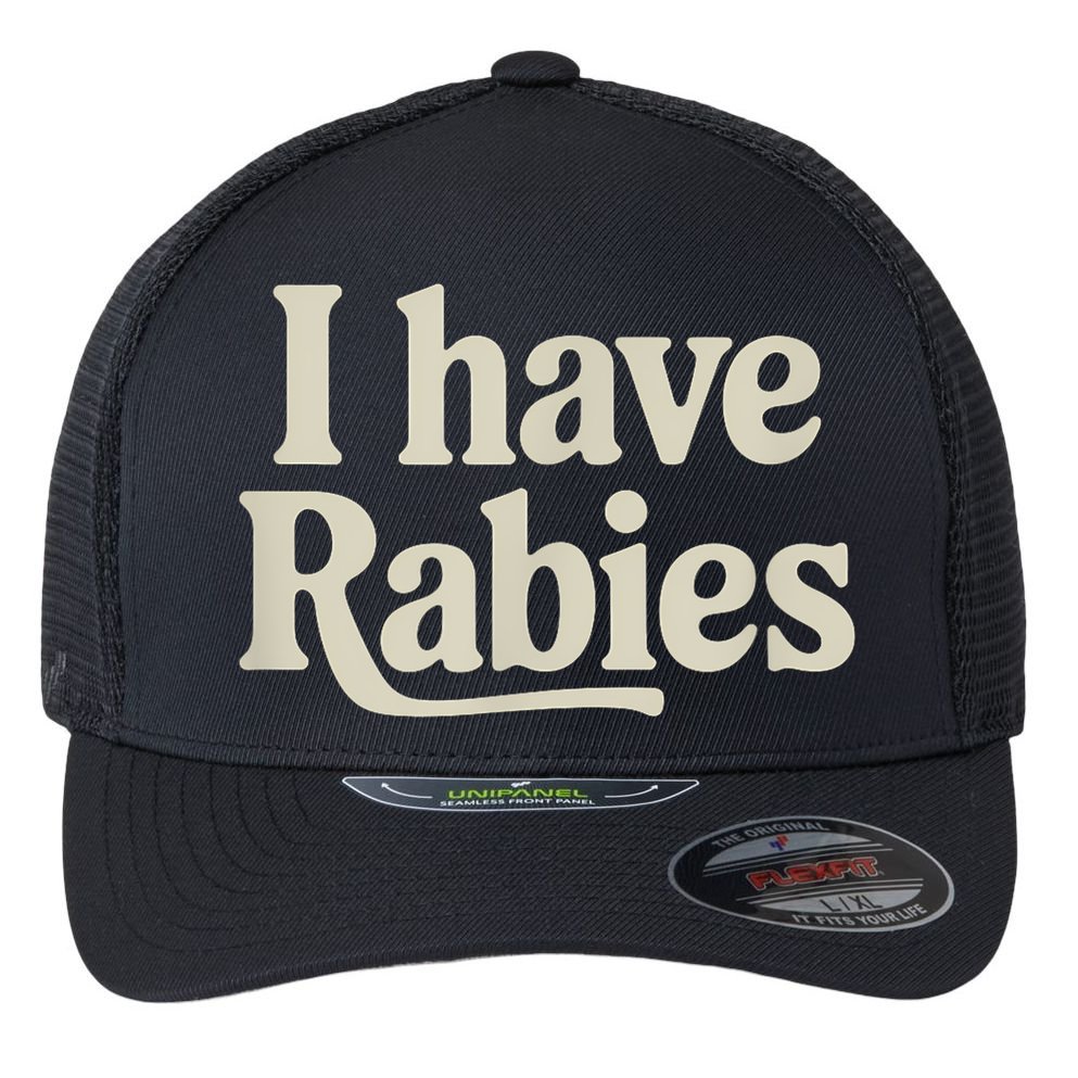 Retro Vintage I Have Rabies Flexfit Unipanel Trucker Cap