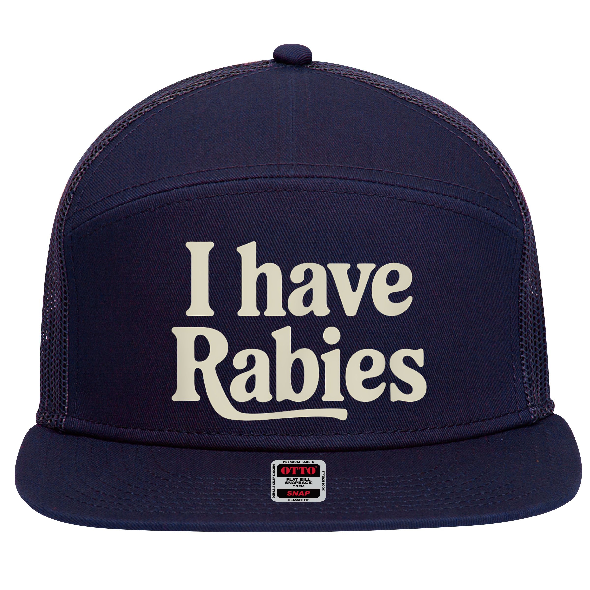 Retro Vintage I Have Rabies 7 Panel Mesh Trucker Snapback Hat