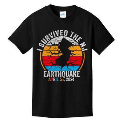 Retro Vintage I Survived The Nj Earthquake Kids T-Shirt