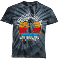 Retro Vintage I Survived The Nj Earthquake Kids Tie-Dye T-Shirt