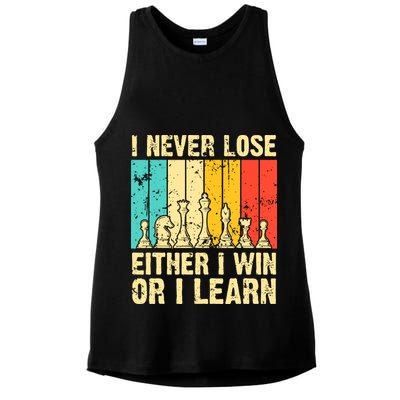 Retro Vintage I Never Lose I Either Win Or Learn Funny Chess Player Ladies PosiCharge Tri-Blend Wicking Tank