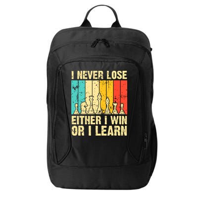 Retro Vintage I Never Lose I Either Win Or Learn Funny Chess Player City Backpack