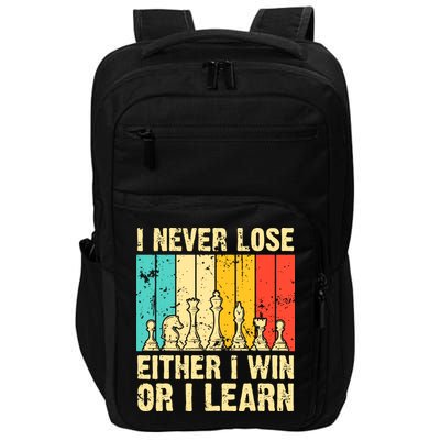 Retro Vintage I Never Lose I Either Win Or Learn Funny Chess Player Impact Tech Backpack