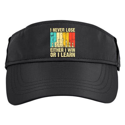 Retro Vintage I Never Lose I Either Win Or Learn Funny Chess Player Adult Drive Performance Visor