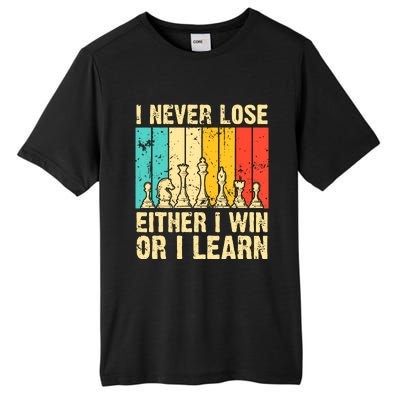 Retro Vintage I Never Lose I Either Win Or Learn Funny Chess Player Tall Fusion ChromaSoft Performance T-Shirt