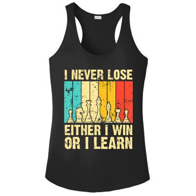 Retro Vintage I Never Lose I Either Win Or Learn Funny Chess Player Ladies PosiCharge Competitor Racerback Tank