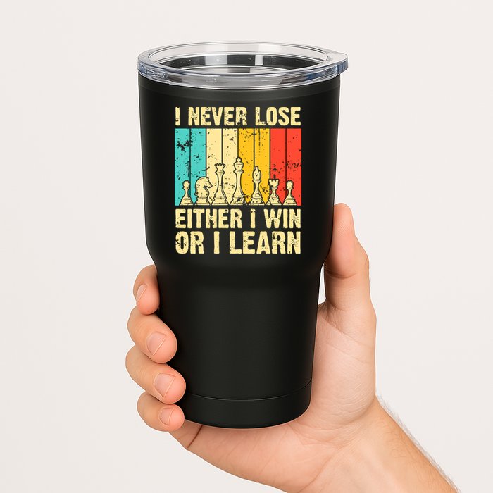 Retro Vintage I Never Lose I Either Win Or Learn Funny Chess Player Tumbler