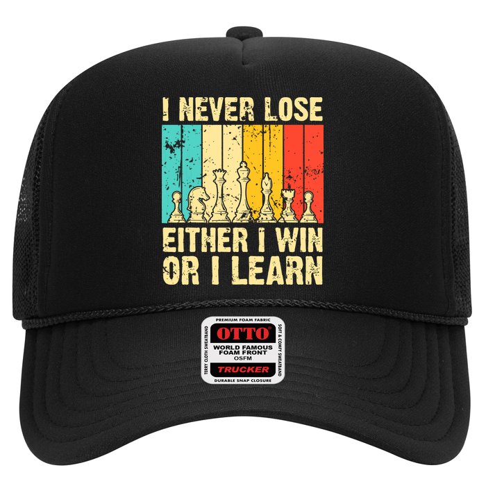 Retro Vintage I Never Lose I Either Win Or Learn Funny Chess Player Trucker Hat