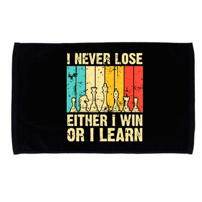 Retro Vintage I Never Lose I Either Win Or Learn Funny Chess Player Microfiber Hand Towel