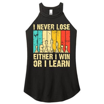 Retro Vintage I Never Lose I Either Win Or Learn Funny Chess Player Women's Perfect Tri Rocker Tank
