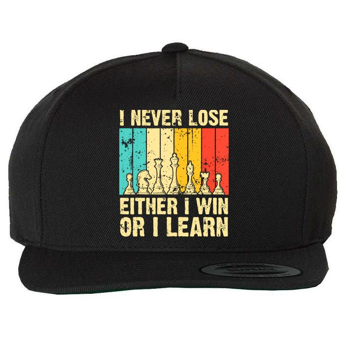 Retro Vintage I Never Lose I Either Win Or Learn Funny Chess Player Wool Snapback Cap