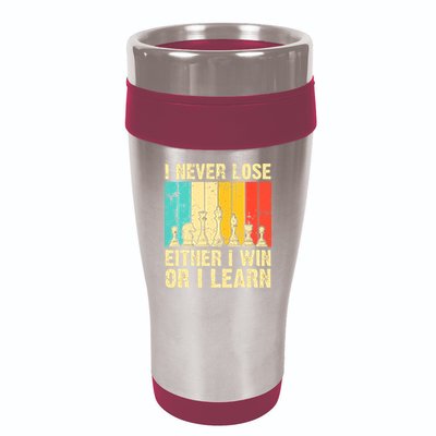 Retro Vintage I Never Lose I Either Win Or Learn Funny Chess Player 16oz Travel Tumbler