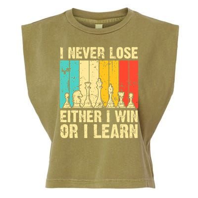 Retro Vintage I Never Lose I Either Win Or Learn Funny Chess Player Garment-Dyed Women's Muscle Tee
