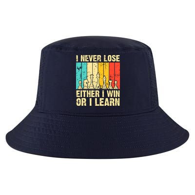 Retro Vintage I Never Lose I Either Win Or Learn Funny Chess Player Cool Comfort Performance Bucket Hat