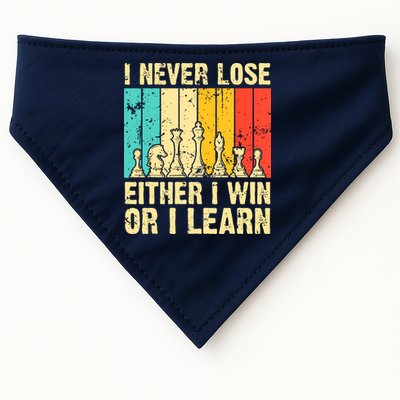 Retro Vintage I Never Lose I Either Win Or Learn Funny Chess Player USA-Made Doggie Bandana