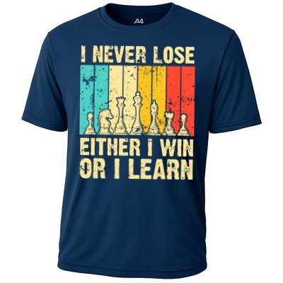 Retro Vintage I Never Lose I Either Win Or Learn Funny Chess Player Performance Shirt