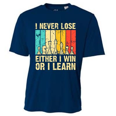 Retro Vintage I Never Lose I Either Win Or Learn Funny Chess Player Cooling Performance Crew T-Shirt