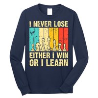 Retro Vintage I Never Lose I Either Win Or Learn Funny Chess Player Long Sleeve Shirt