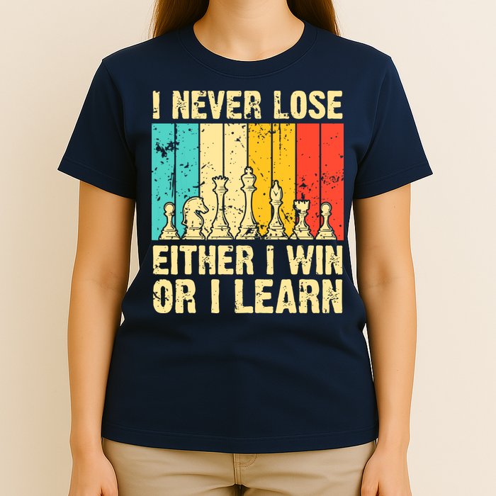 Retro Vintage I Never Lose I Either Win Or Learn Funny Chess Player T-Shirt