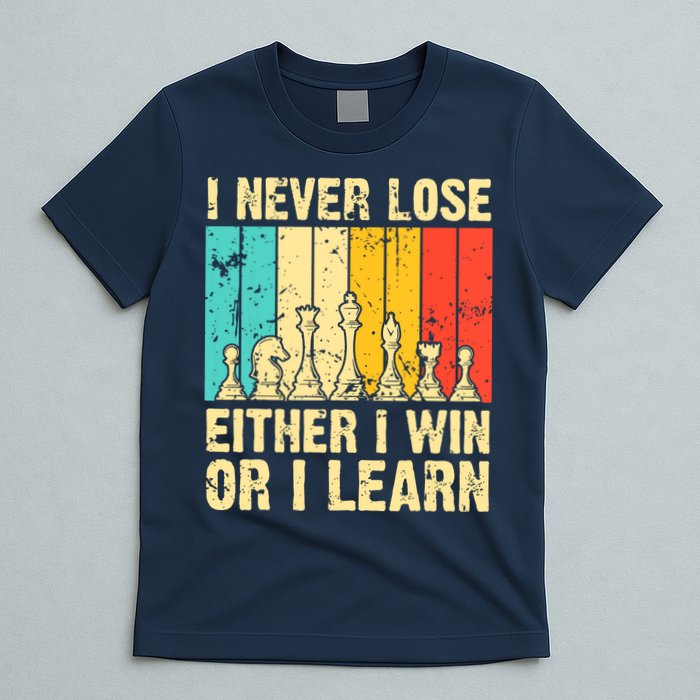 Retro Vintage I Never Lose I Either Win Or Learn Funny Chess Player T-Shirt