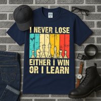 Retro Vintage I Never Lose I Either Win Or Learn Funny Chess Player Tall T-Shirt