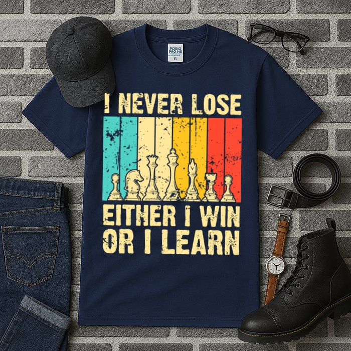 Retro Vintage I Never Lose I Either Win Or Learn Funny Chess Player Tall T-Shirt