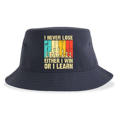Retro Vintage I Never Lose I Either Win Or Learn Funny Chess Player Sustainable Bucket Hat