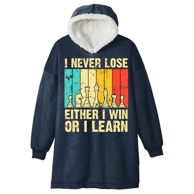 Retro Vintage I Never Lose I Either Win Or Learn Funny Chess Player Hooded Wearable Blanket