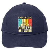 Retro Vintage I Never Lose I Either Win Or Learn Funny Chess Player 7-Panel Snapback Hat