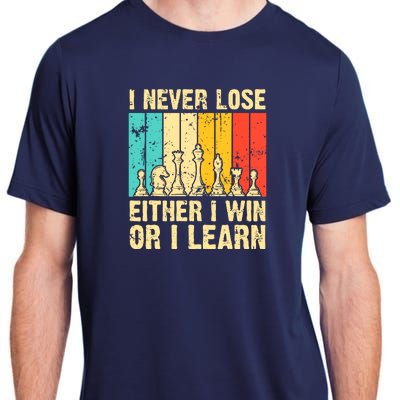 Retro Vintage I Never Lose I Either Win Or Learn Funny Chess Player Adult ChromaSoft Performance T-Shirt