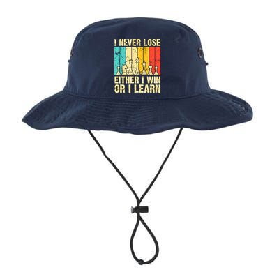 Retro Vintage I Never Lose I Either Win Or Learn Funny Chess Player Bucket Hat