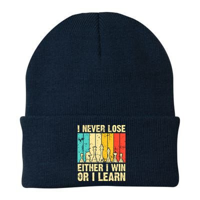Retro Vintage I Never Lose I Either Win Or Learn Funny Chess Player Beanie