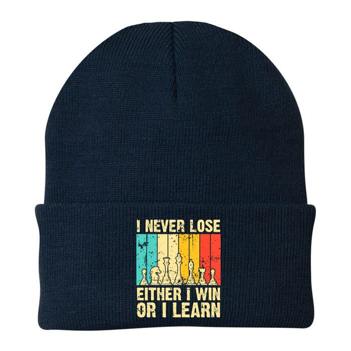 Retro Vintage I Never Lose I Either Win Or Learn Funny Chess Player Beanie
