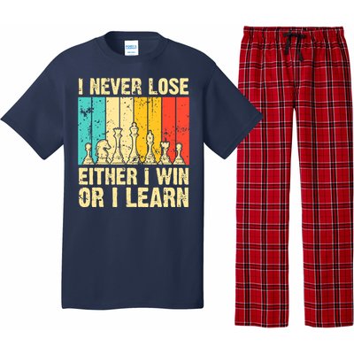 Retro Vintage I Never Lose I Either Win Or Learn Funny Chess Player Pajama Set