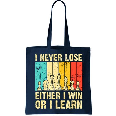 Retro Vintage I Never Lose I Either Win Or Learn Funny Chess Player Bag