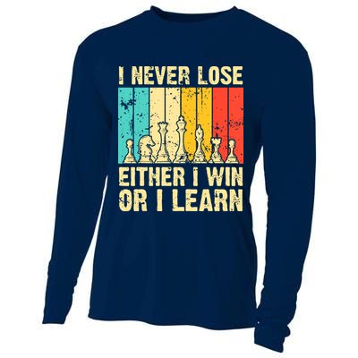 Retro Vintage I Never Lose I Either Win Or Learn Funny Chess Player Cooling Performance Long Sleeve Crew