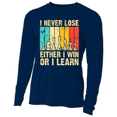 Retro Vintage I Never Lose I Either Win Or Learn Funny Chess Player Cooling Performance Long Sleeve Crew