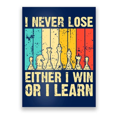Retro Vintage I Never Lose I Either Win Or Learn Funny Chess Player Poster